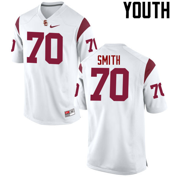 Youth #70 Tyron Smith USC Trojans College Football Jerseys-White